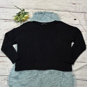 Peruvian Connection Black Crewneck Pima Cotton Boxy Sweater